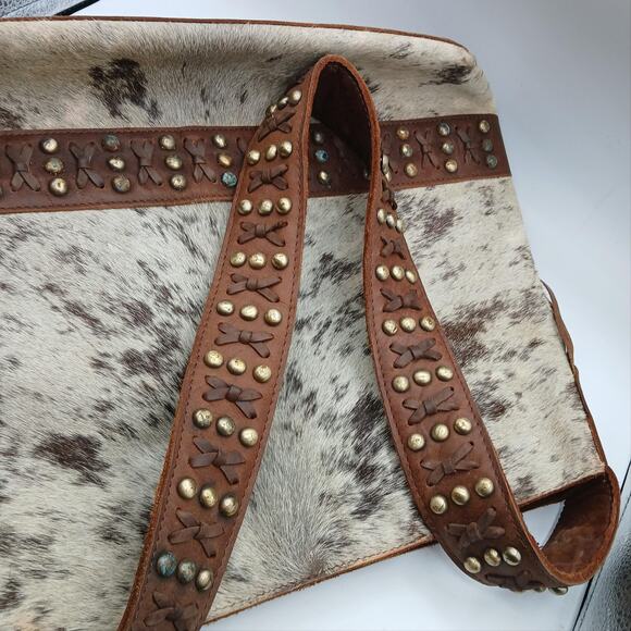 Hair on Leather Shoulder Fringed Tote Bag w/wallet - Picture 2 of 5